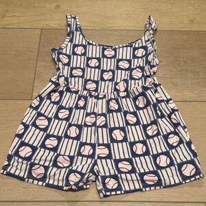 Playful Baseball Pattern Kids Romper